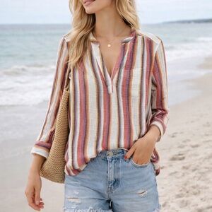 GAP| 100% COTTON |Boho Striped Blouse